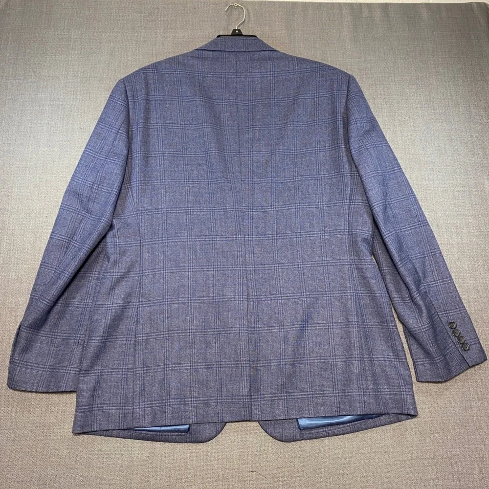 Joseph & Feiss Gold Mens 44R Blue Plaid 100% Wool Blazer Classic Fit Sport Coat